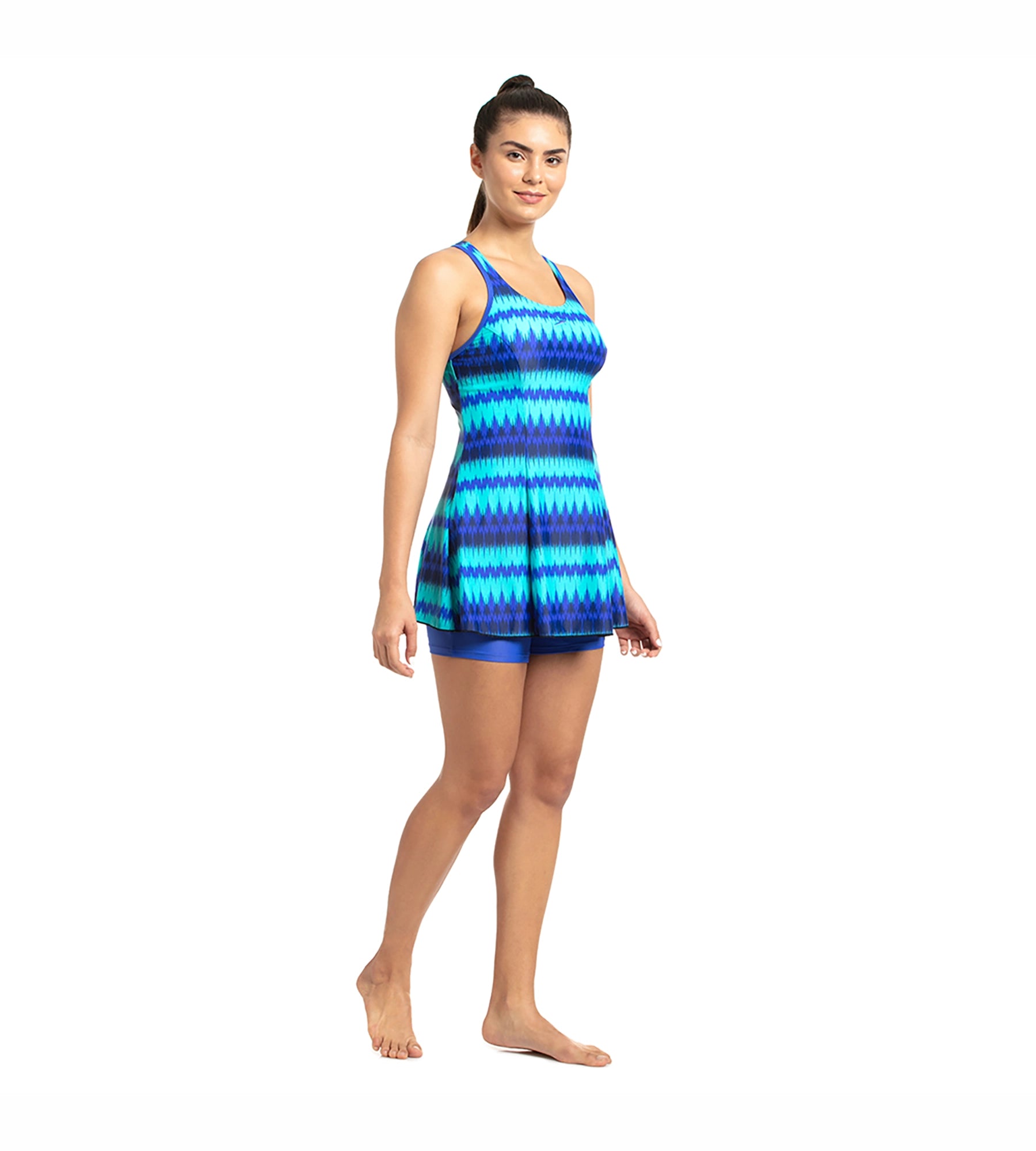 Women's Endurance10 Racerback Swimdress With Boyleg - Deep Indigo & Deep Peri