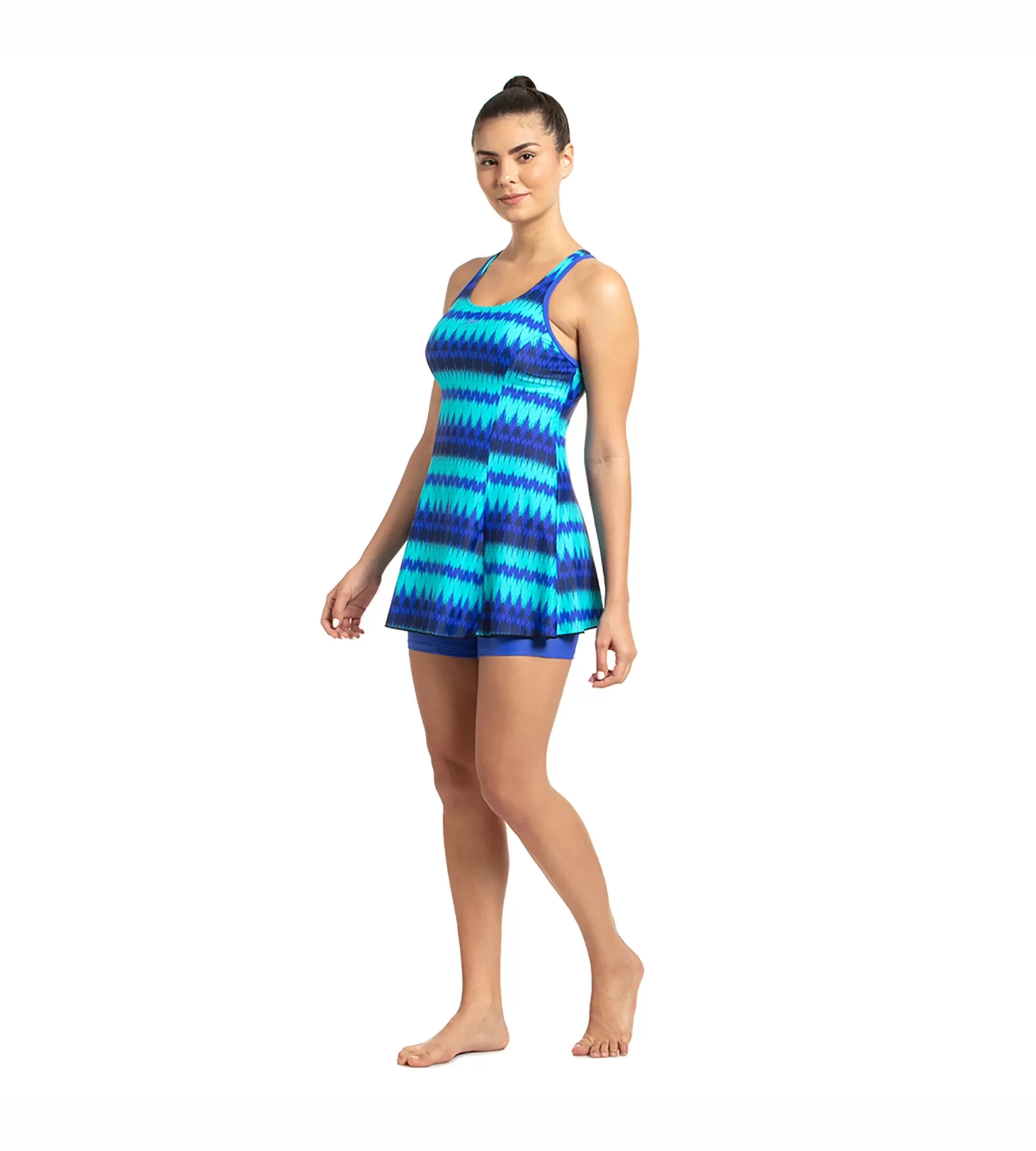 Women's Endurance10 Racerback Swimdress With Boyleg - Deep Indigo & Deep Peri