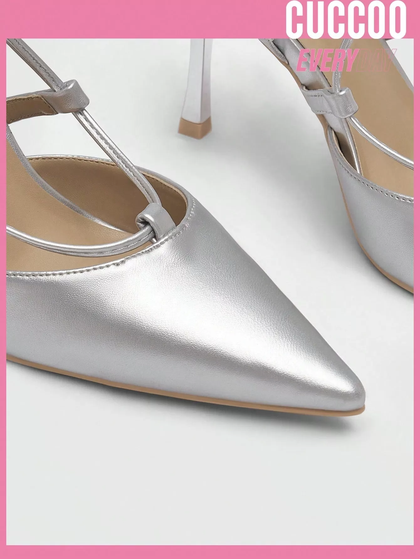 Women's Sexy Silver High Heel Pointed Toe Cut-Out Ankle Strap Pumps