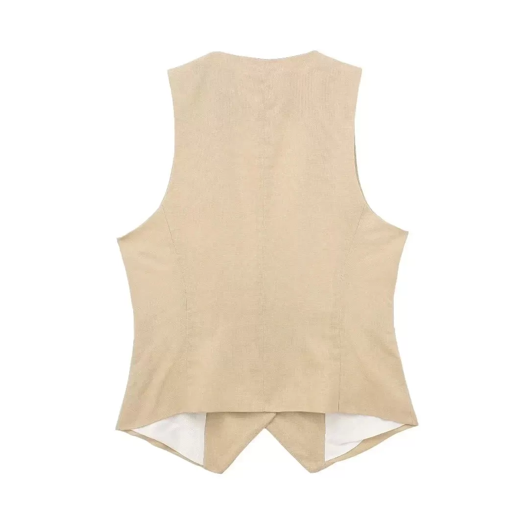 Women's Vest Linen Sleeveless Suit Vest for Women 2024