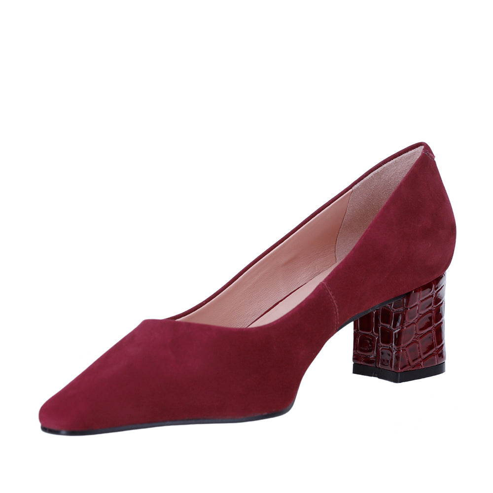 ZAGARRA - REMIN - BURGANDY SDE/CROC HEEL